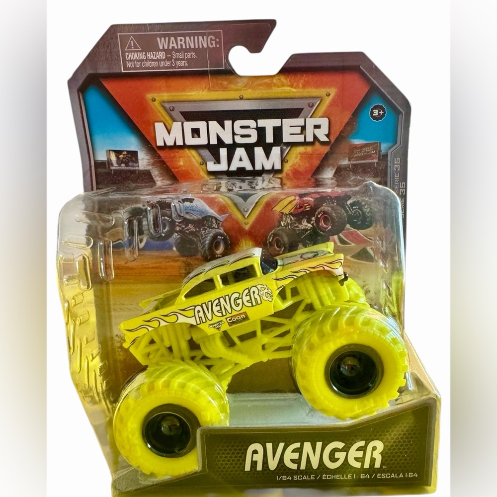 Yellow Monster Jam Toy Truck with Oversized Wheels